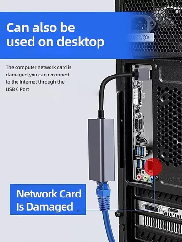 Miniatura 6 de Adaptador USB C a Gigabit Ethernet, adaptador de red LAN RJ45 Plug and Play de 1 Gbps, carcasa de aluminio, compatible con Thunderbolt 3/4