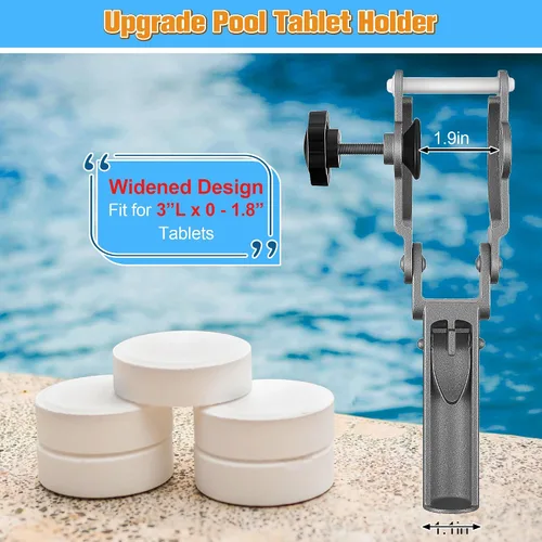 Miniatura 2 de Lounsweer 1 soporte para tableta de piscina para poste de piscina, flotador de tabletas de aleación de aluminio de acero inoxidable, herramienta