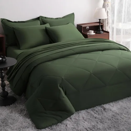 Miniatura 36 de NTBAY Juego de edredón Twin con sábanas, juego de ropa de cama Twin suave y transpirable de 5 piezas, cama Twin en una bolsa, juego de edredón Gris