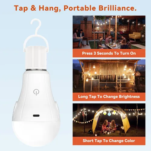 Miniatura 7 de Neporal MagicGlow - Bombillas recargables con control remoto, funciona con pilas, no necesita tomacorriente, alimentadas por USB, inalámbricas