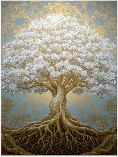 Miniatura 21 de VOCBAN Tree of Life Wall Art The Picture Artwork Canvas Prints Tree Pictures Poster Retro Artwork for Bedroom Living Room Home Decoration(blue blue