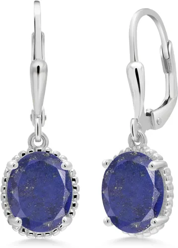 Miniatura 52 de Gem Stone King Aretes colgantes de gota para mujer, plata de ley 925, piedra natal ovalada de 0.354 x 0.276 in, joyería fina, regalos para ella