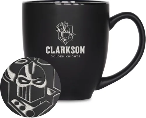 Miniatura 293 de Rico Industries - Taza de cerámica mate negra con grabado láser estándar de 15oz para NCAA (escuelas T & U) - Para bebidas calientes o frías
