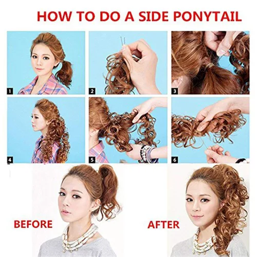 Miniatura 7 de Benehair Moño desordenado, moño de Juva, coletero, esponjoso, rizado, touseld updo, extensión de cola de caballo envolvente de 32 pulgadas