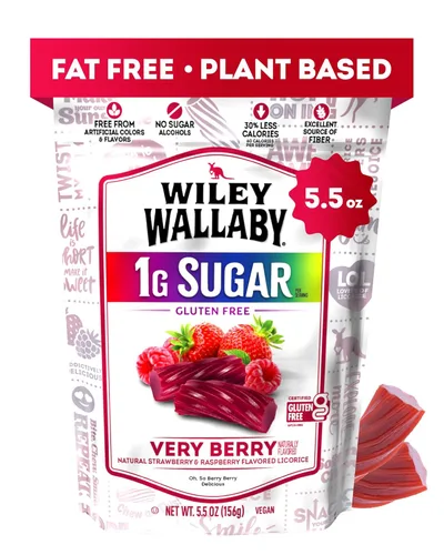 Miniatura 11 de Wiley Wallaby Dulces de regaliz gourmet de 5.5 onzas de sabor australiano suave y masticable, sin gluten, sabor australiano (5.5 onzas
