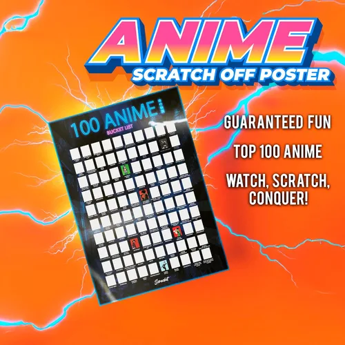 Miniatura 2 de scrachit Top 100 Anime Scratch Off Poster - 23x17 - Lista de deseos del desafío