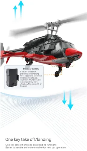 Miniatura 6 de Modelo de helicóptero RC, A61 escala 1/53 Air-Wolf 2.4G 4CH avión RC de un solo rotor con retención de altitud de flujo óptico