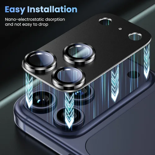 Miniatura 8 de Uyiton Compatible con iPhone 17 Pro Protector de Lente de Cámara - [No Fácil de Romper][Fuerte Adsorción][Compatible con Fundas] Cubierta de Titanio