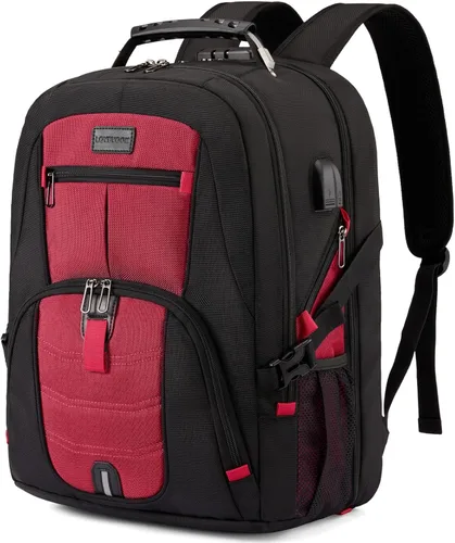 Miniatura 21 de LOVEVOOK Mochila grande de viaje y para laptop, impermeable, antirrobo, con cerradura y puerto de carga USB, para negocios, hombres, mujeres, Negro