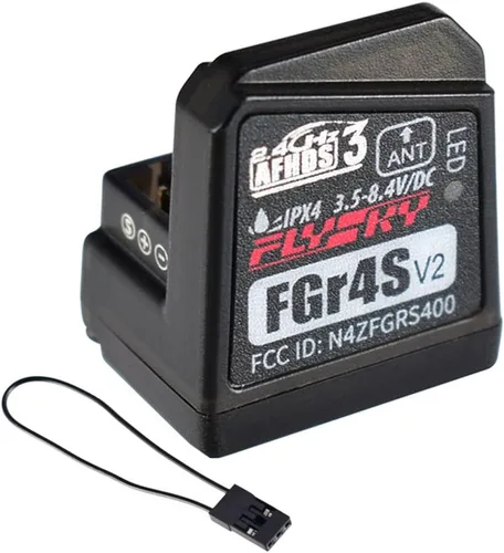 Goolsky Flysky FGR4S V2 Receptor, 2.4 GHz 4 canales AFHDS 3 Antena única incorporada Bidireccional PWM/PPM/IBUS Receptor de salida para Flysky Noble