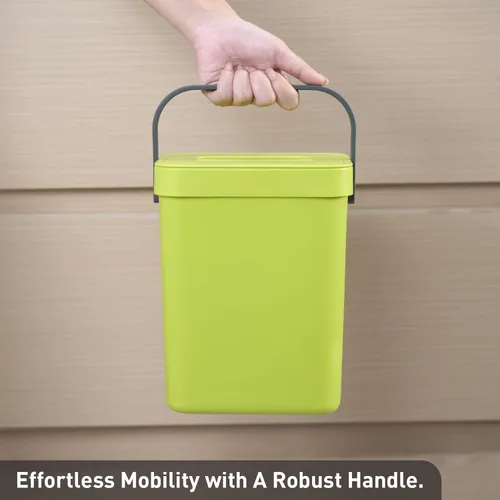 Miniatura 5 de EKO Puro Mini bote de basura para cocina montado en la pared con tapa, contenedor de residuos de alimentos, 0.79 galones / 3 litros (verde)