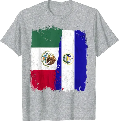 Miniatura 51 de Camiseta con la bandera mexicana de El Salvador con la mitad de la bandera mexicana de El Salvador