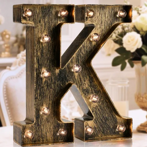 Miniatura 9 de Oycbuzo - Cartel de letras con luces LED doradas y negras, estilo industrial y clásico, para decoración de cafeterías, bodas, fiestas de cumpleaños