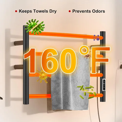 Miniatura 5 de Toalleros térmicos para baño, calentadores eléctricos de toallas para montar en la pared con temporizador y control de temperatura, calentador