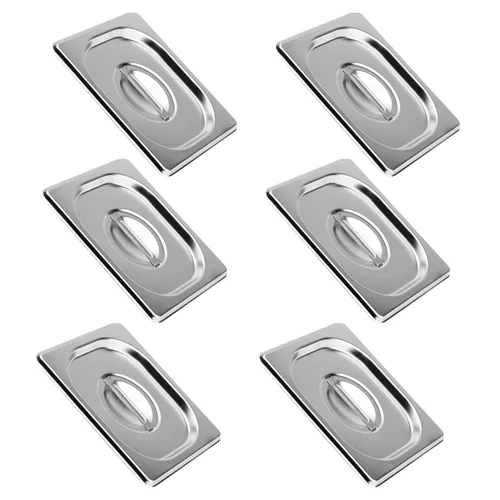 Miniatura 14 de BIEAMA Bandeja para mesa de vapor de 1/3 de tamaño, 4 pulgadas de profundidad, acero inoxidable perforado antiatascos NSF, bandeja de hotel
