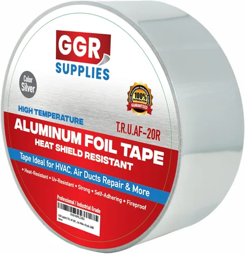 Miniatura 8 de GGR Supplies AF-20R Cinta de papel de aluminio resistente al calor de alta temperatura de grado profesional/industrial ideal para HVAC, reparación