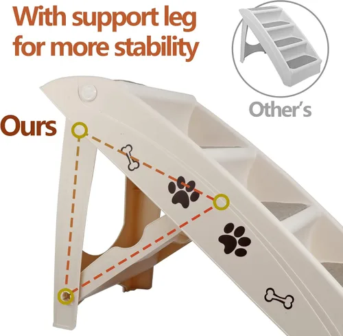Miniatura 3 de Escaleras para perros y escalones para camas altas, escalera plegable para mascotas para perros pequeños, rampa de plástico antideslizante segura