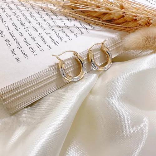 Miniatura 3 de Real Yellow14k Gold Hoop Earrings for Women Girls Mom Lightweight Hoops Solid Jewelry for ears Shiny & Round Original 14 Karat for Gifts