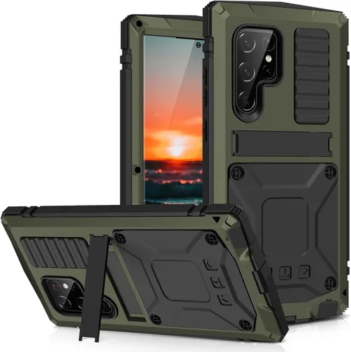 Miniatura 9 de Funda compatible con Samsung Galaxy S22 Ultra 5G, de metal de aluminio Gorilla Glass a prueba de golpes, militar, resistente, funda protectora dura