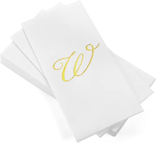Miniatura 31 de AH AMERICAN HOMESTEAD Servilletas desechables – Servilletas doradas con monograma para invitados, servilletas acolchadas como tela para baño