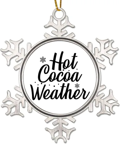 Adornos de Navidad para árbol, cacao caliente, clima, regalos de recuerdo de Navidad, copo de nieve de metal, decoración de árbol de Navidad, citas