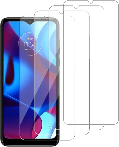 Paquete de 4 protectores de pantalla de vidrio compatibles con Motorola Moto G Pure [dureza 9H] vidrio templado de pantalla HD, fácil de instalar,