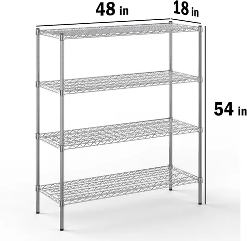 Miniatura 2 de Kit de estantería de alambre cromado de 4 niveles de 18 pulgadas de profundidad x 48 pulgadas de ancho x 54 pulgadas de alto Unidad de estante