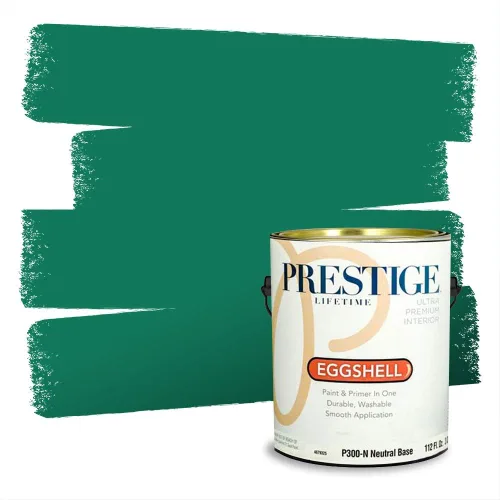 Miniatura 132 de Prestige Paints - Pintura exterior e imprimación en uno, 1 galón, plano, compatibilidad comparable con el color menta «Whipped Mint» de Behr