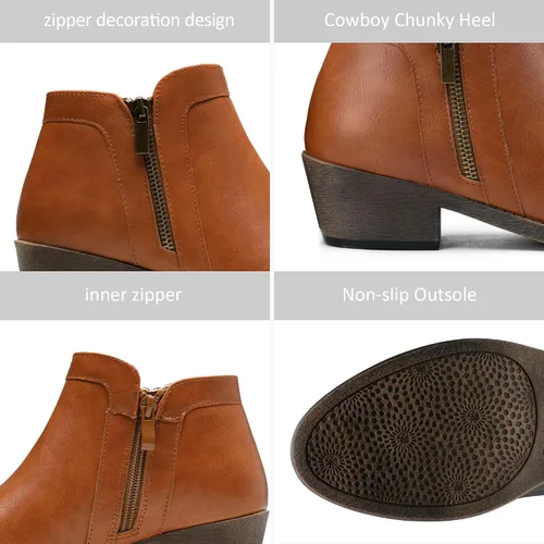 Miniatura 3 de Jeossy Botas de tobillo clásicas 9618 para mujer, botas de tacón grueso sin cordones para mujer