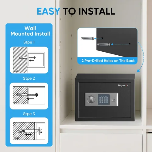 Miniatura 8 de Caja fuerte digital para el hogar, caja de seguridad para pies, caja de seguridad para dinero, joyas, documentos y armas, seguridad digital