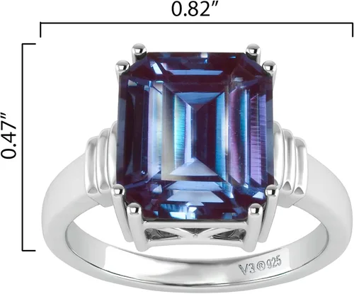 Miniatura 5 de Anillo solitario de plata de ley con cambio