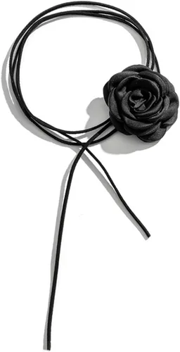 Gargantilla de flores para mujer, collar de flores grandes vintage, collar de corbata, diseño ajustable con cordones, hecho a mano, gargantilla
