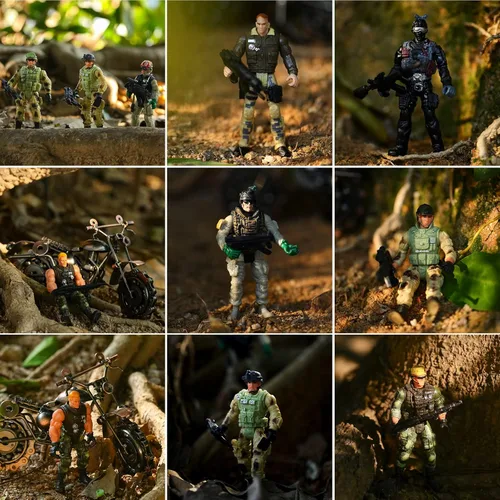 Miniatura 3 de 18 piezas de figuras de acción de soldados del ejército de fuerzas especiales de combate movibles, soldados de juguete de plástico, sets de juego