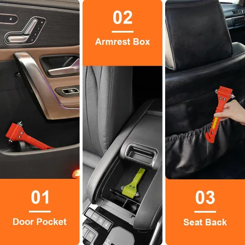 Miniatura 8 de SINSEN Juego de 2 martillos de seguridad para automóvil, herramienta de escape de emergencia, martillo de vidrio para ventana de automóvil, rompedor