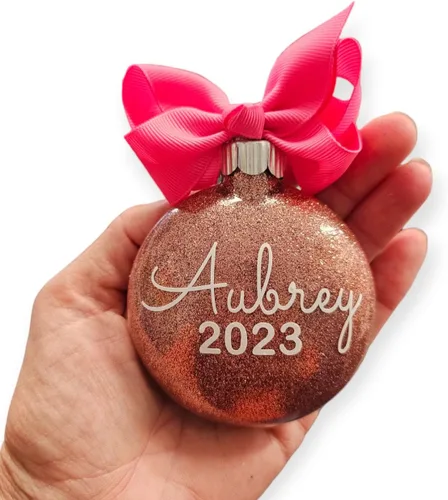 Miniatura 13 de Adorno de Navidad personalizado relleno de purpurina hecho a medida, regalo ideal para fiesta de intercambio de regalos de oficina (Aqua)