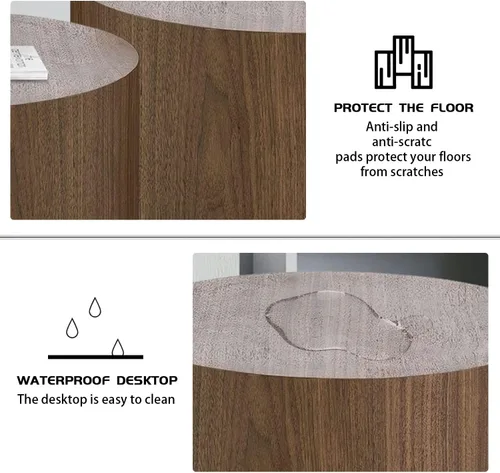 Miniatura 3 de Mesa de centro, mesas de centro modernas para sala de estar, dormitorio, mesas auxiliares para sala de estar, mesa auxiliar redonda de MDF