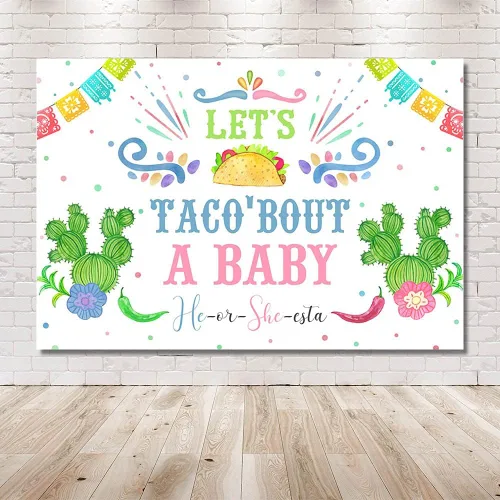Miniatura 5 de MEHOFOND Fondo de fiesta mexicana de cactus para revelación de género de Let's Taco Bout a Baby He or She Fotografía, Baby Shower Party Banner