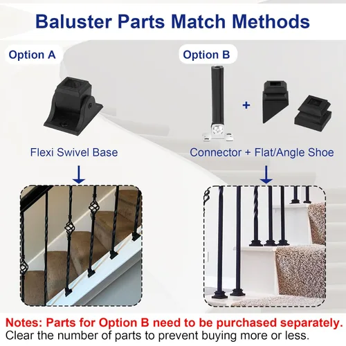 Miniatura 6 de Sidasu Paquete de 10 balaustres de hierro para escaleras, ejes de escalera, cesta individual hueca con doble torsión, balaustres cuadrados de metal