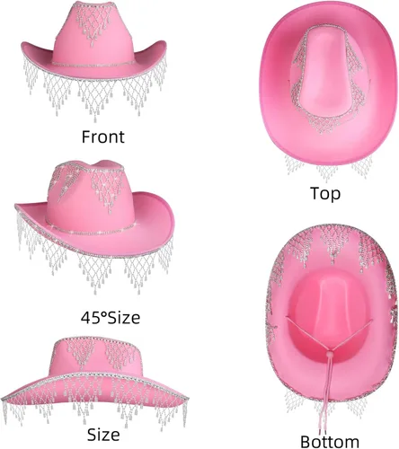 Miniatura 5 de Rhinestone Cowboy Hat - Bridal Cowgirl Hat for Women Bride to Be, Rhinestones Cowgirl Hat
