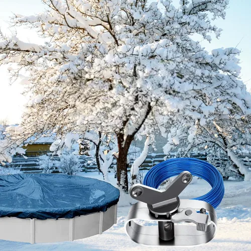 Miniatura 6 de Cable de cubierta para piscina, cable de 131 CW de 131 pies y cabrestante resistente para invierno, seguro sobre el suelo, cubierta de piscina