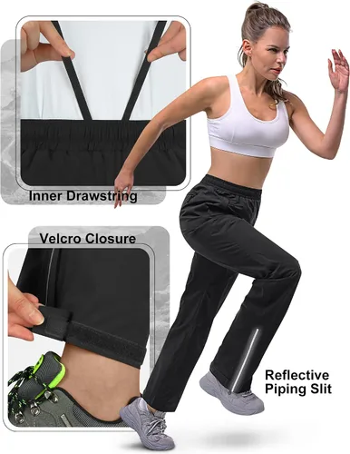 Miniatura 4 de 33,000ft Women's Rain Pants Lightweight Breathable Waterproof Pants Soft Windproof Overall Rain Pants for Hiking, Golf