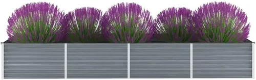 Miniatura 7 de Jardín al aire libre, cama elevada de acero galvanizado, caja de metal para jardín, para flores, verduras, frutas, hierbas, gris, 63 x 31.5 x 17.7