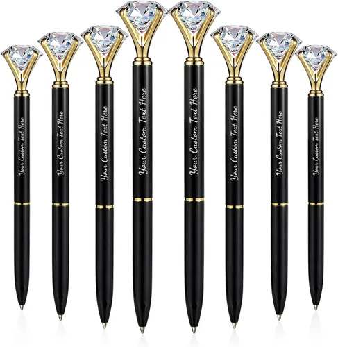 Miniatura 13 de Personalizado 20 Piezas Big Diamond Pen Rhinestones Crystal Metal Bolígrafo Promocional Tinta Negra
