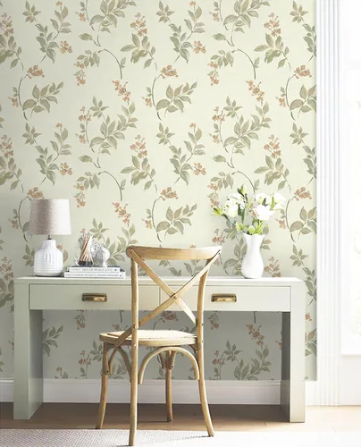 Miniatura 8 de Vinjiasin Papel Tapiz Despegar y Pegar Papel Tapiz Floral Autoadhesivo Removible Papel de Contacto Vintage de Flores y Hojas Papel de Pared