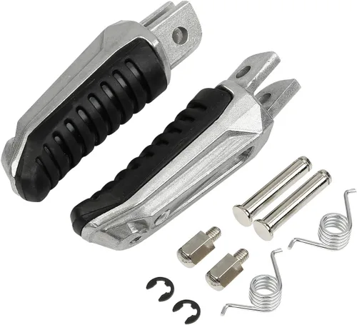 Miniatura 5 de TCMT Plata delantera negra incrustación de goma clavijas de pie estribera de motocicleta reposapiés soporte se ajusta para Suzuki V-Strom 650 1000