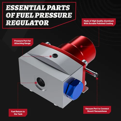 Miniatura 3 de Kit regulador de presión de combustible EFI con retorno de derivación 0-100 psi, medidor de presión, conectores de manguera de línea de combustible