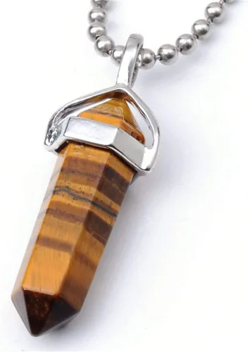 Miniatura 2 de 1 collar con colgante de bala de piedra preciosa natural, piedra de cristal curativo, cuarzo, reiki, chakras, roca energética, 18 pulgadas