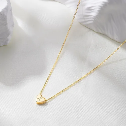 Miniatura 6 de Turandoss Collar con inicial de corazón para mujeres y niñas, delicado chapado en oro de 14 quilates, dije de corazón con letra A-Z, collar