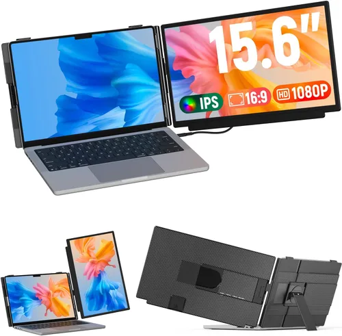 FLYTOCCA Extensor de pantalla para laptop, pantalla IPS FHD 1080P de 15.6 pulgadas, segundo monitor desmontable compatible con montaje vertical,