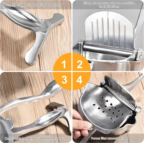 Miniatura 4 de Exprimidor manual manual de mano de aleación de aluminio Exprimidor extractor exprimidor para frutas como limas, limones, mandarinas, cítricos